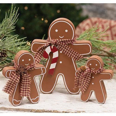 3 Set Festive Wooden Gingerbread Sitters - The Fox Decor